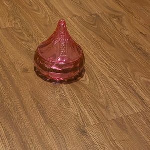 Pink Hershey’s Kisses Glass Candy Container.